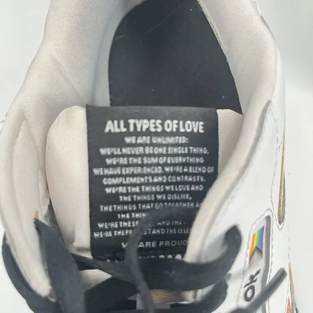 Reebok Classic White Leather Sneakers Rainbow Pride Sz Mens 9.5